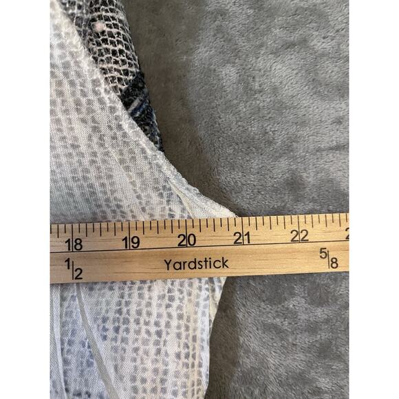 Zuriet Artsy Mesh Tunic Blouse Gray Blue White Womens S/M Attached Tank Cute - Picture 7 of 9